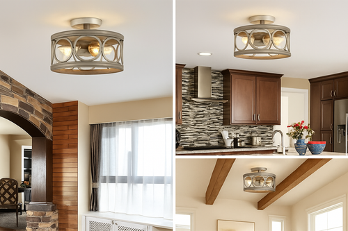 Lustre circulaire industriel américain ferme rétro fer Art Grain de bois pour Restaurant maison chambre plafonnier décor à la maison