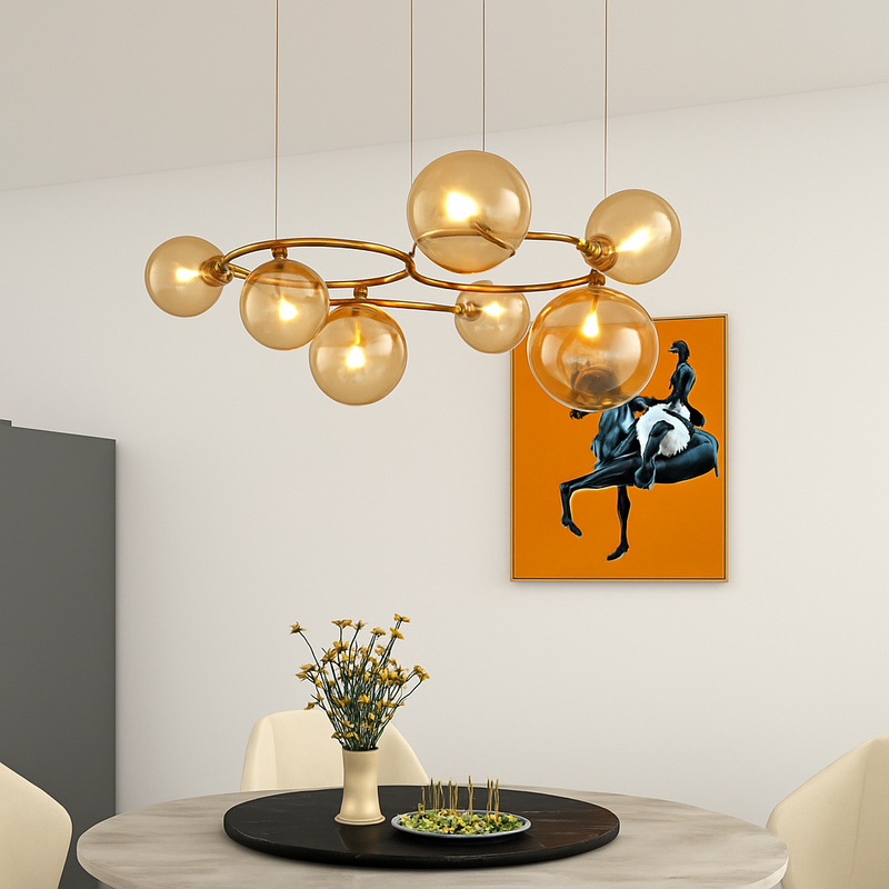 lustre de luxe artistique en verre fumé suspension lampe