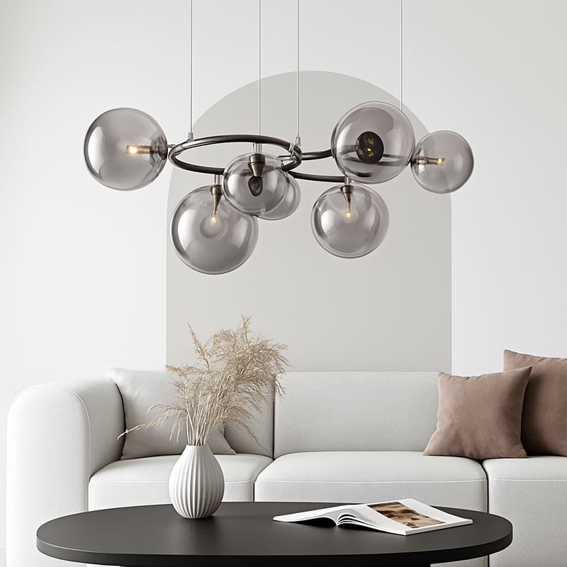 lustre de luxe artistique en verre fumé suspension lampe