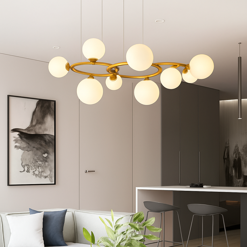 lustre de luxe artistique en verre fumé suspension lampe