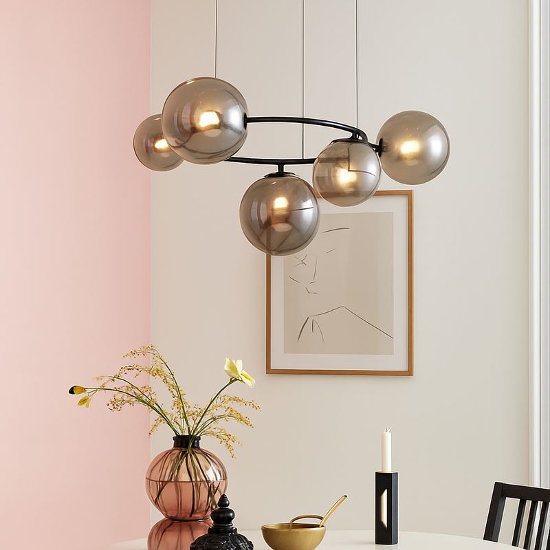 lustre de luxe artistique en verre fumé suspension lampe