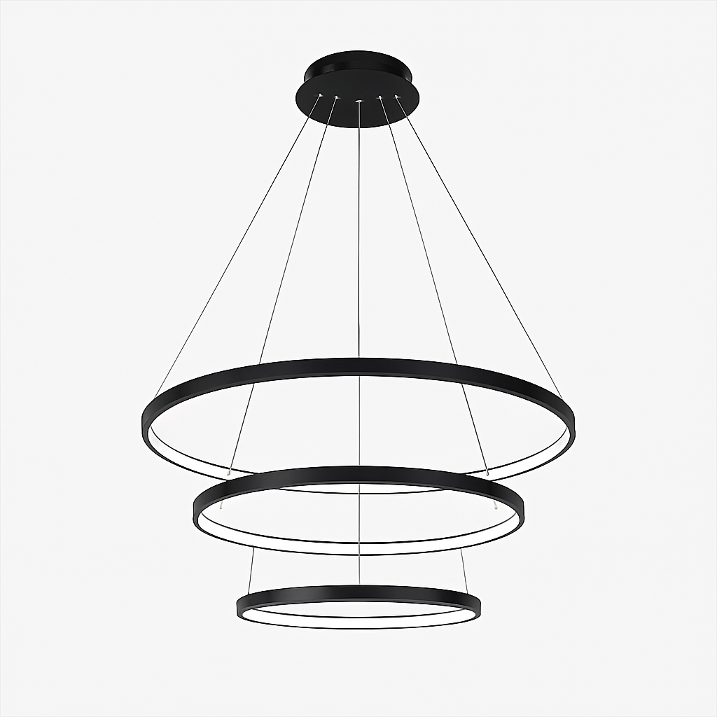 Lustre design anneaux suspendus à LED Deco - vue 8 sur 8