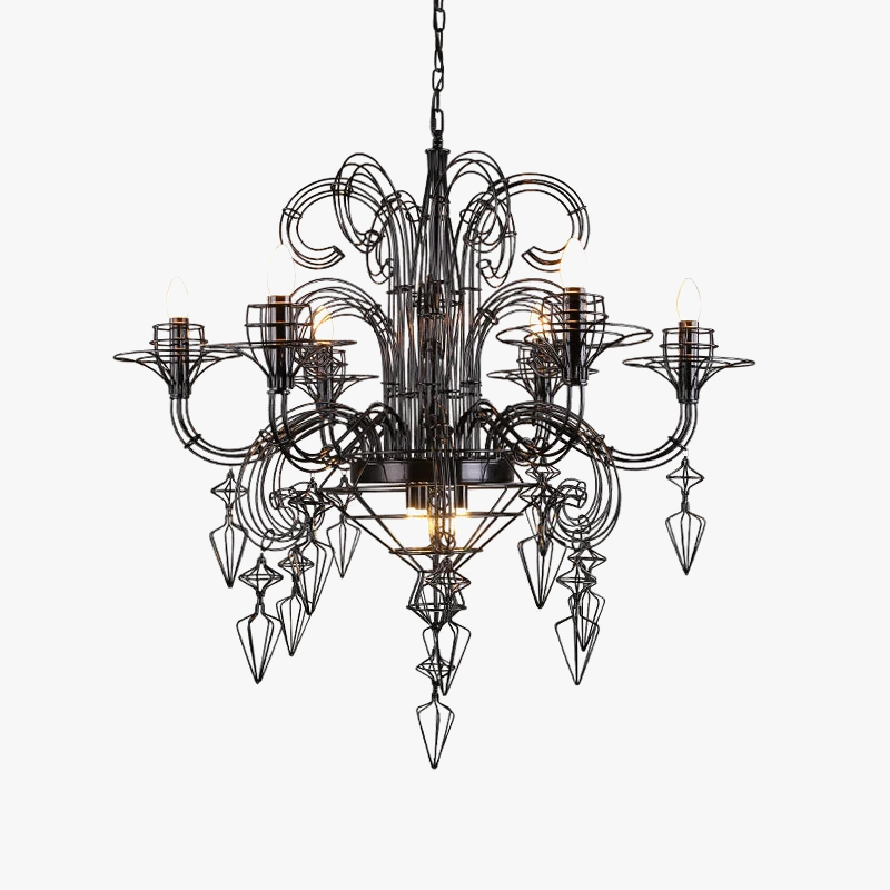 lustre design baroque noir et blanc pour éclairage intérieur