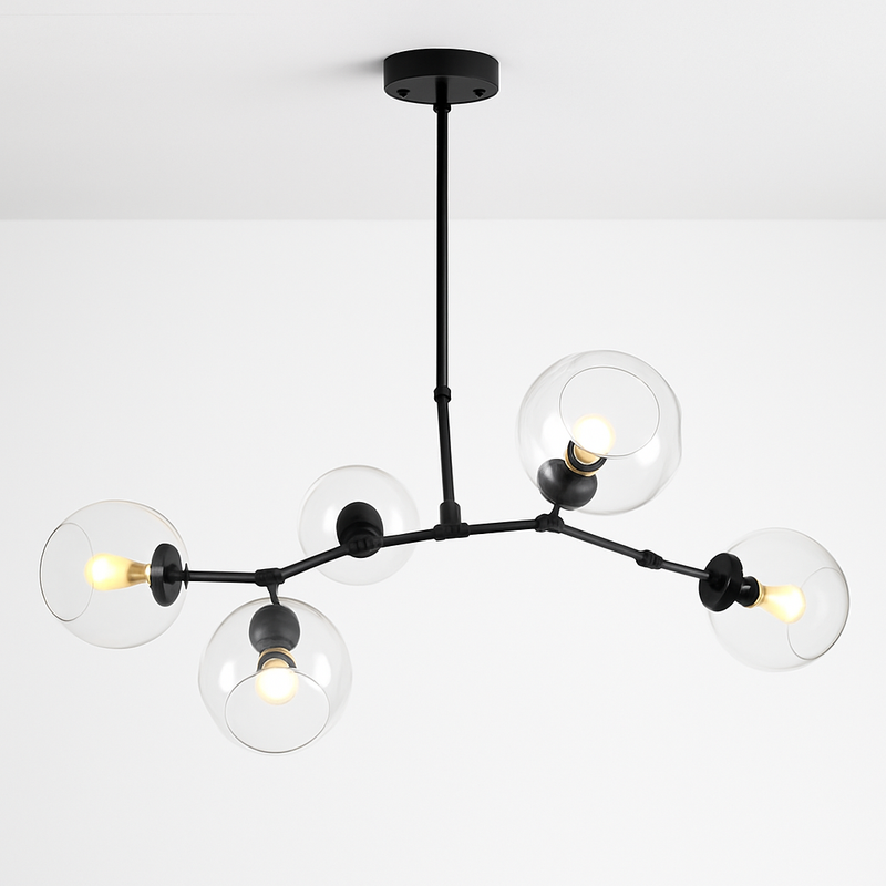 Lustre design doré avec boules de verre Lindsey