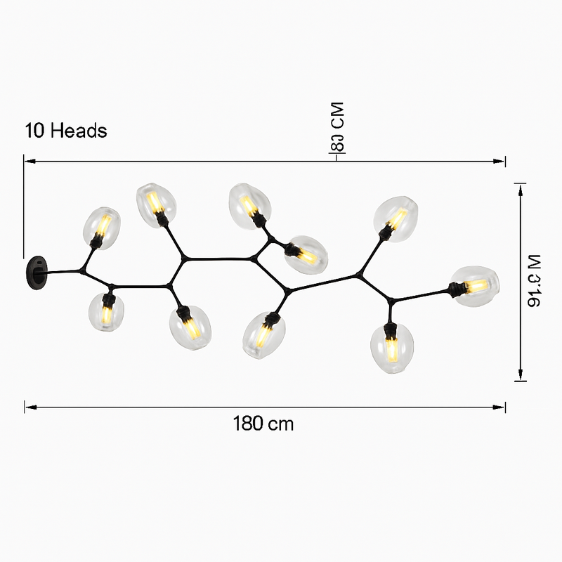 Lustre design doré avec boules de verre Lindsey