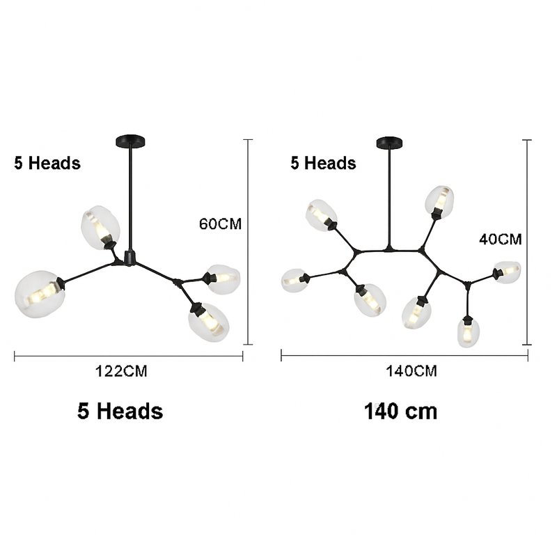 Lustre design doré avec boules de verre Lindsey
