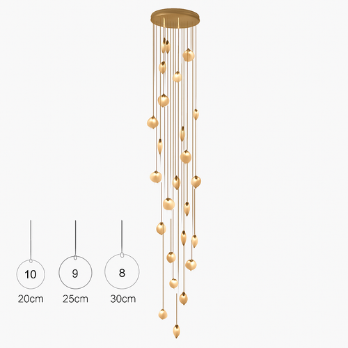 lustre design en marbre doré avec éclairage led tendance 2024 - vue 22 sur 25