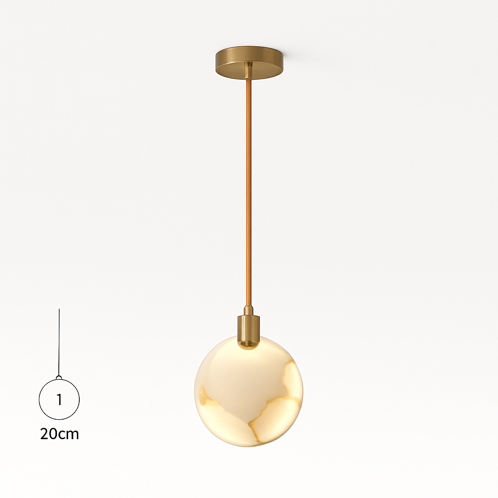 lustre design en marbre doré avec éclairage led tendance 2024 - vue 22 sur 25