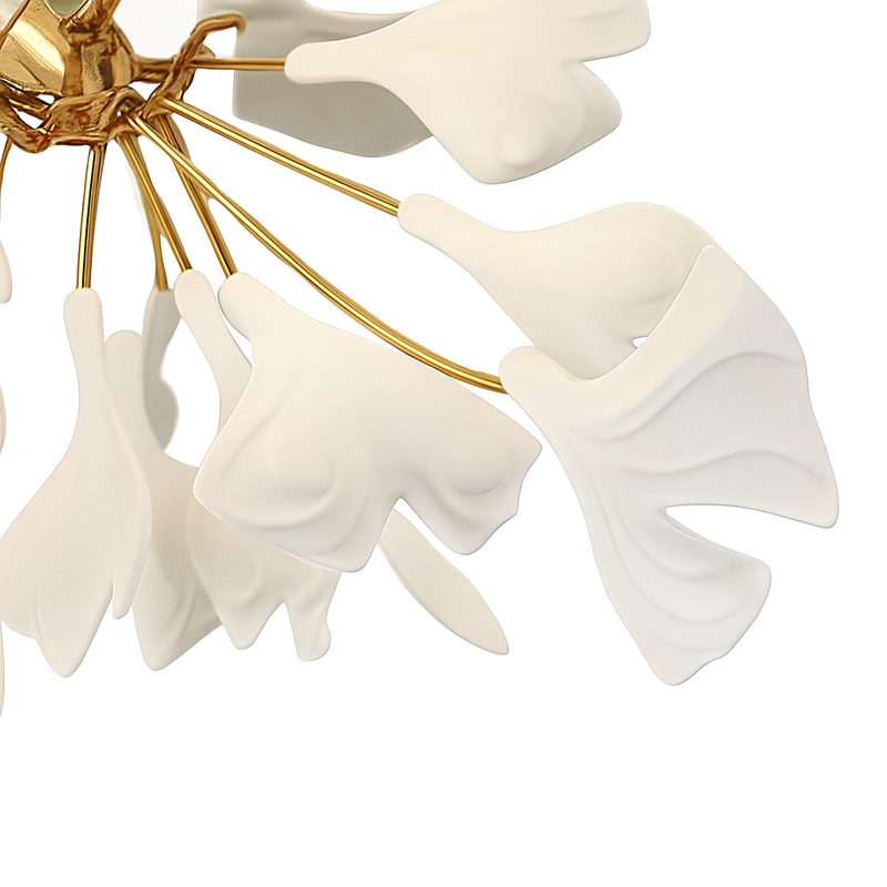 Lustre design Feuilles de céramique de luxe et Branches d'or