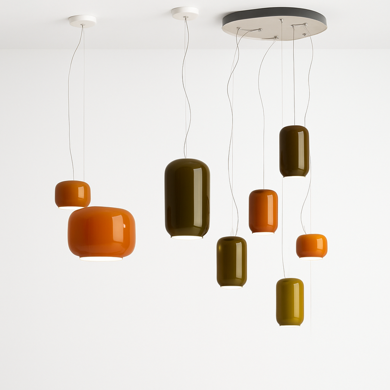 lustre design italien en verre pour bar et restaurant