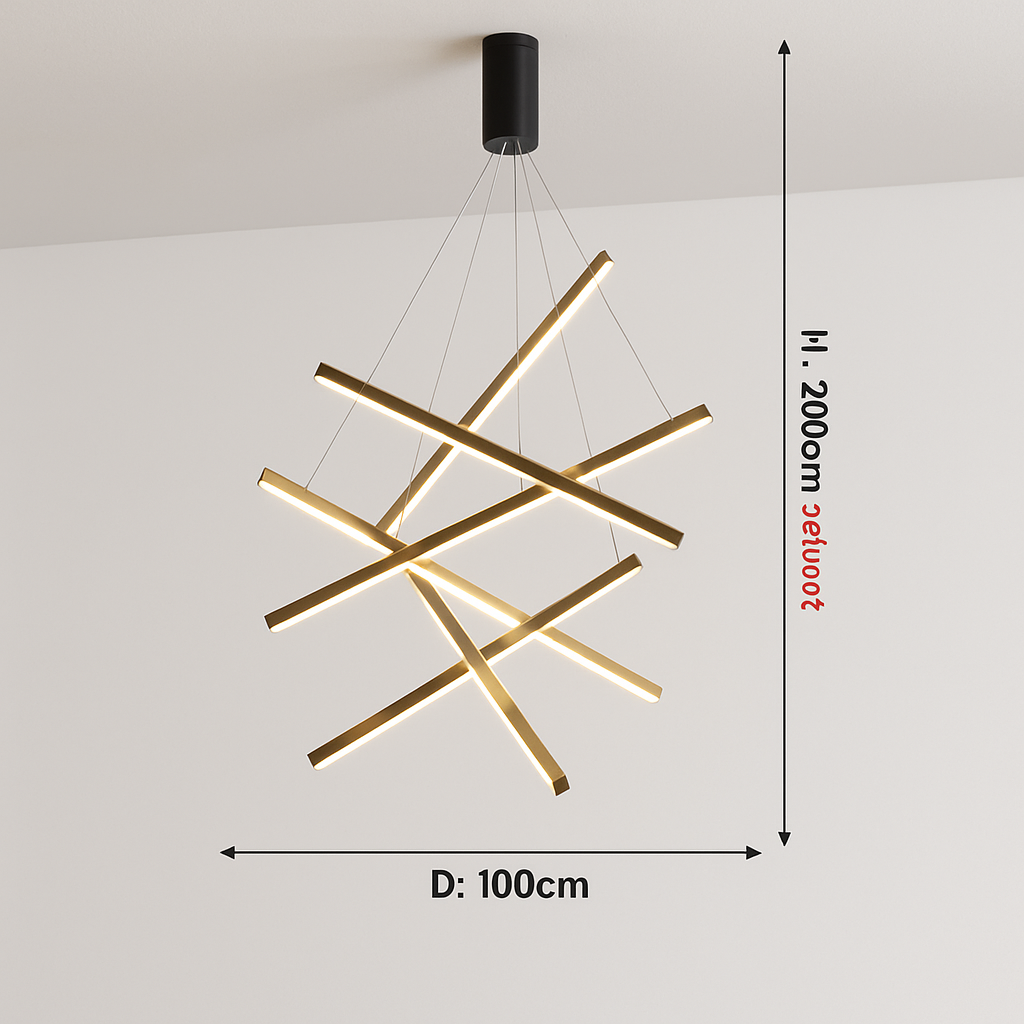 Lustre design LED avec baguettes métalliques lumineuses Solana - vue 16 sur 17