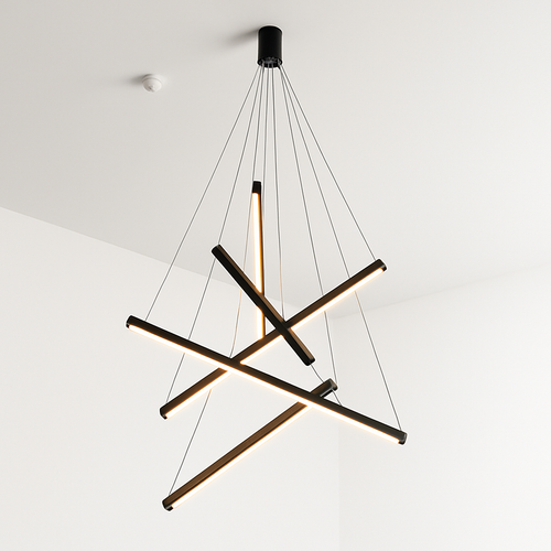 Lustre design LED avec baguettes métalliques lumineuses Solana