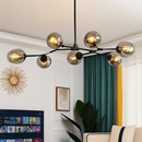 Lustre design à LED avec branches métal et bulles en verre Beans