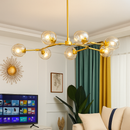 Lustre design à LED avec branches métal et bulles en verre Beans