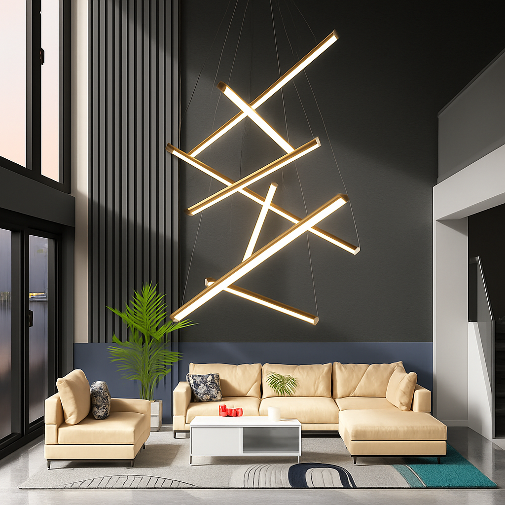 Lustre design LED barrettes lumineuses en métal Zillion - vue 5 sur 11