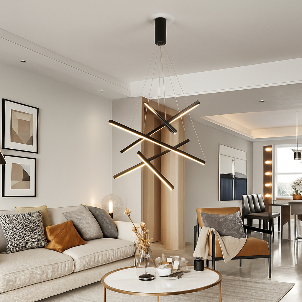 Lustre design LED barrettes lumineuses en métal Zillion - vue 7 sur 11