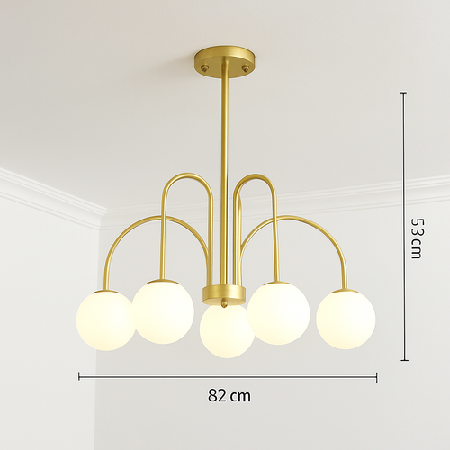 Lustre design LED à branches dorées avec boules en verre Light - vue 13 sur 14