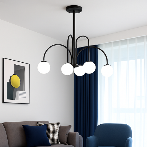 Lustre design LED à branches dorées avec boules en verre Light - vue 4 sur 14