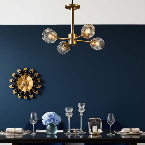 Lustre design à LED doré avec boule en cristal Luxury - vue 3 sur 9