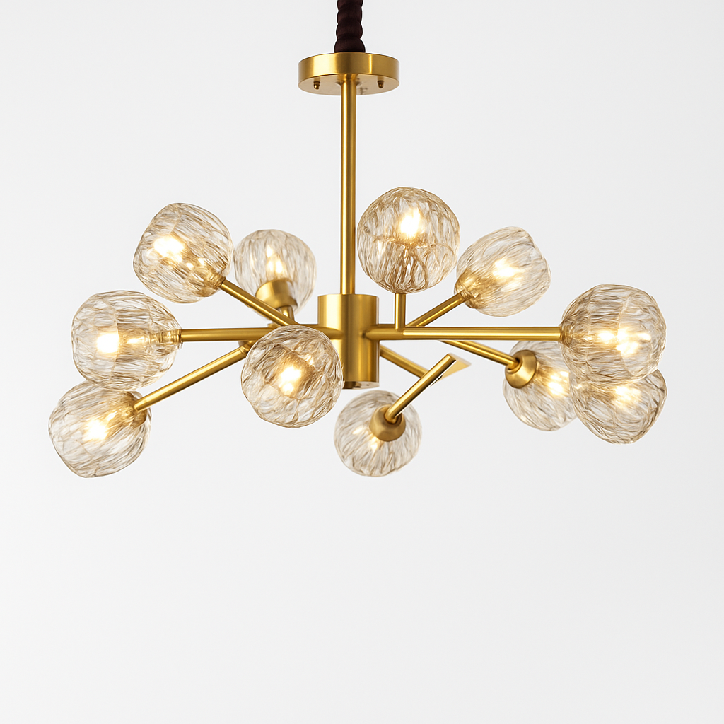 Lustre design à LED doré avec boule en cristal Luxury - vue 4 sur 9