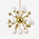 Lustre design LED doré avec plusieurs boule en verre Creative