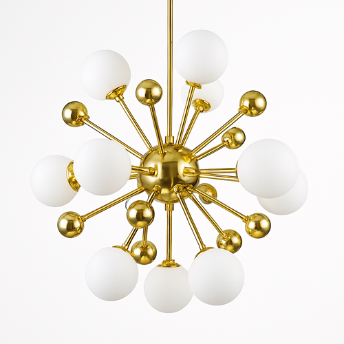 Lustre design LED doré avec plusieurs boule en verre Creative - vue 3 sur 10