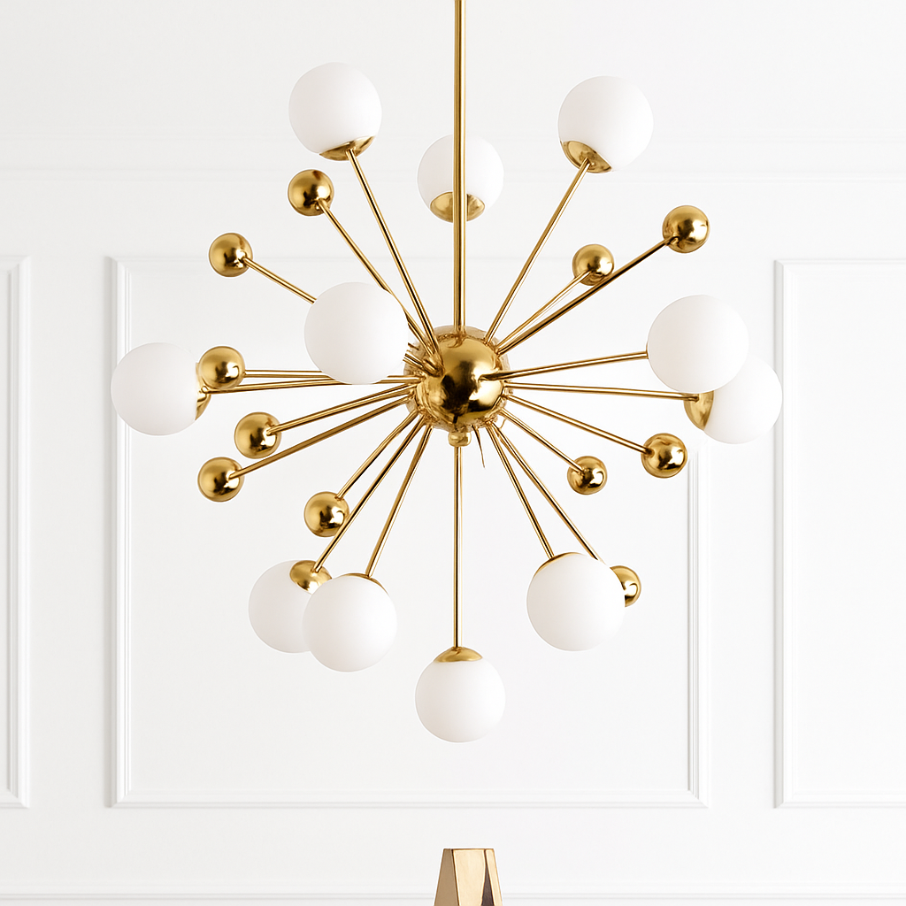 Lustre design LED doré avec plusieurs boule en verre Creative - vue 6 sur 10