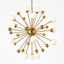 Lustre design LED doré avec plusieurs boule en verre Creative