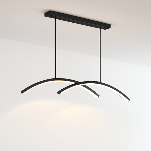 Lustre design LED en forme d'arc métallique Roxanna - vue 2 sur 8