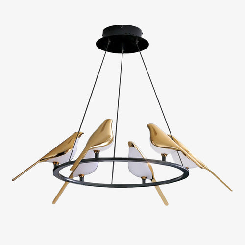 Lustre design LED luxury en forme d'oiseaux dorés Pie