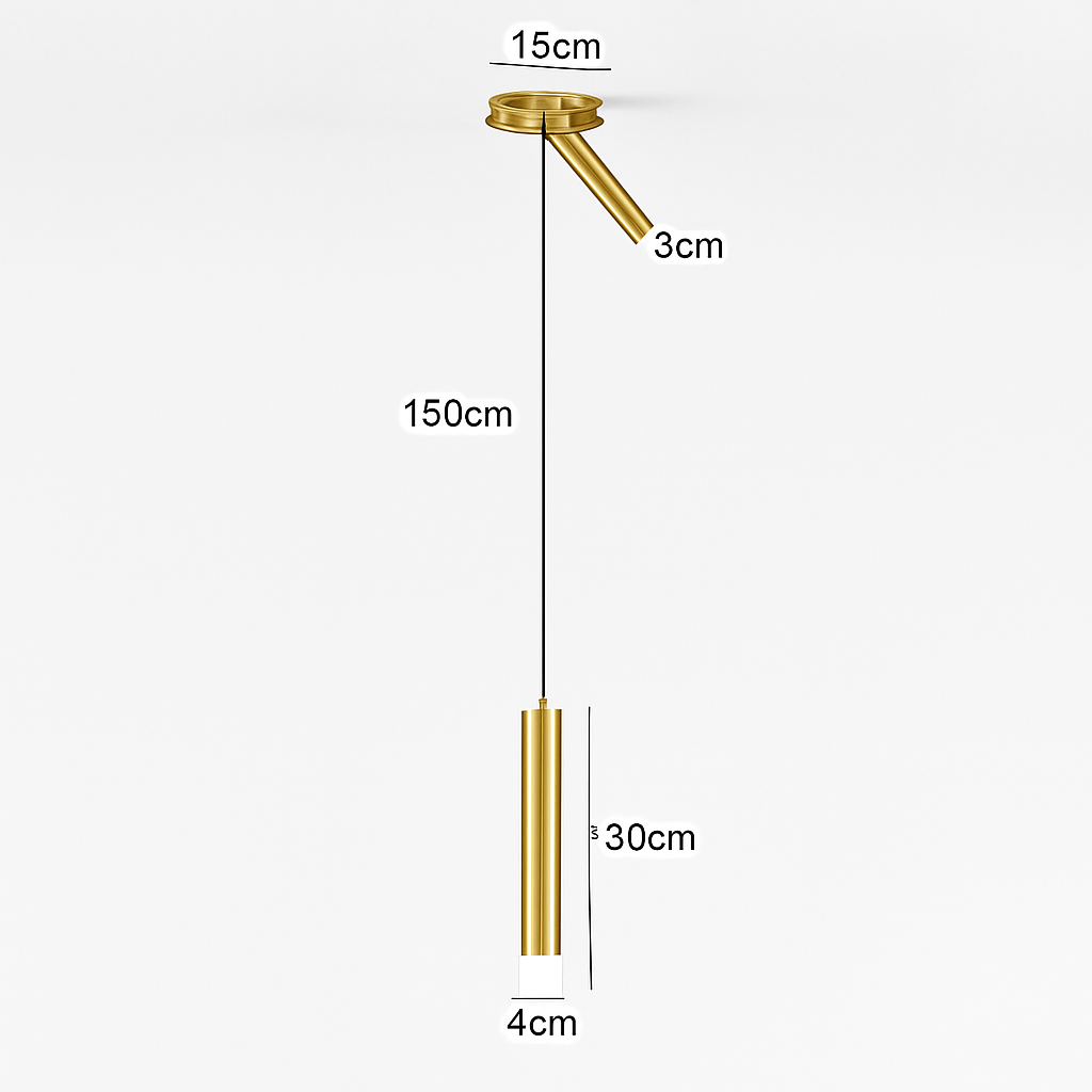 Lustre design LED tube lumineux doré ou noir Amias - vue 12 sur 12