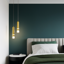 Lustre design LED tube lumineux doré ou noir Amias