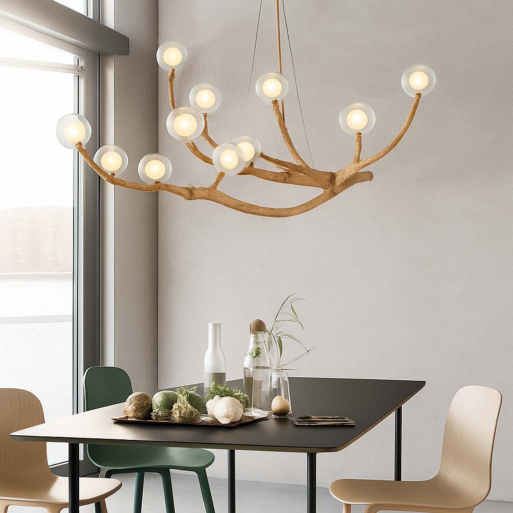 Lustre design moderne en forme de branches d'arbres avec plusieurs lampes LED - vue 3 sur 11