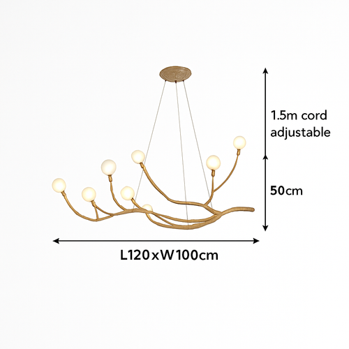 Lustre design moderne en forme de branches d'arbres avec plusieurs lampes LED