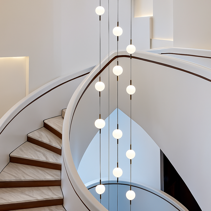 lustre design moderne villa nordique double escalier suspension