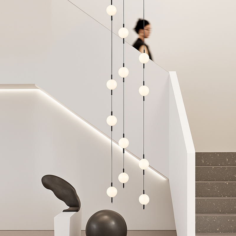 lustre design moderne villa nordique double escalier suspension