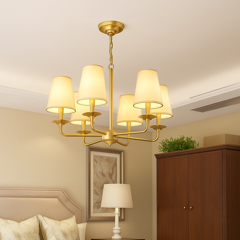 Amboise lustre doré et abat-jour seigle 8 lumières Objet Insolite Luminaires en