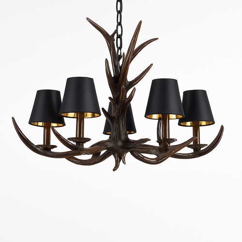 lustre en bois de cerf style vintage pour intérieur rustique - vue 4 sur 14