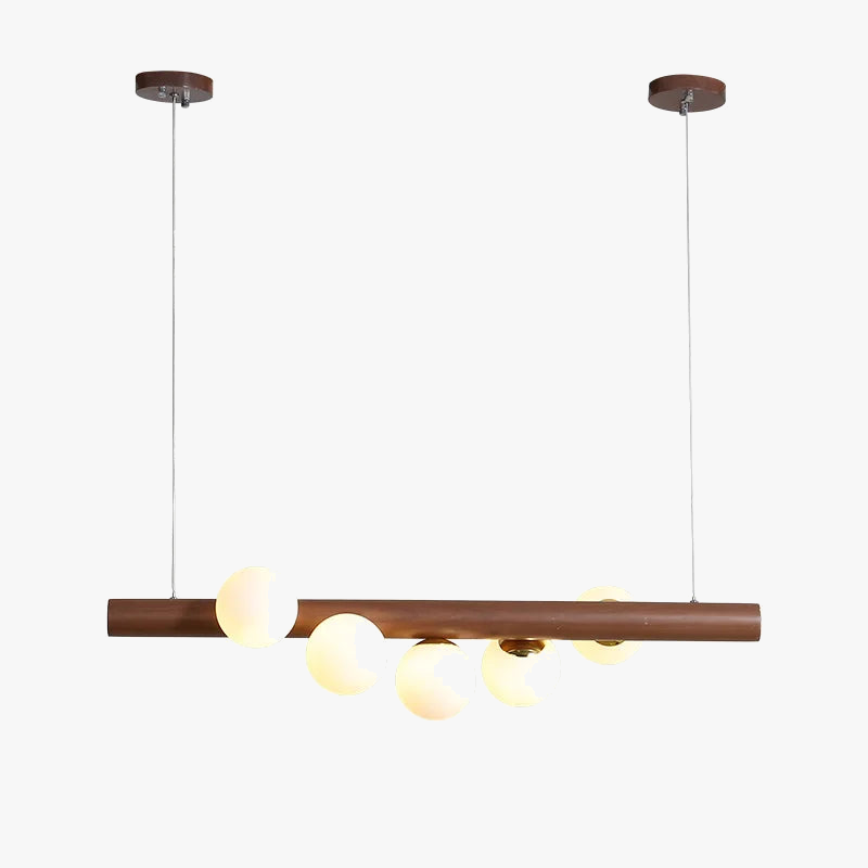 lustre en bois de noyer et verre design moderne pour intérieur élégant