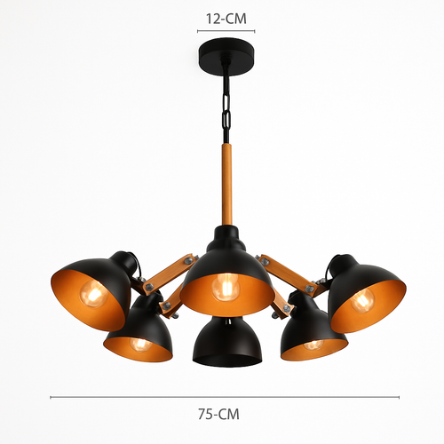 Lustre en bois et métal antique rustique Country
