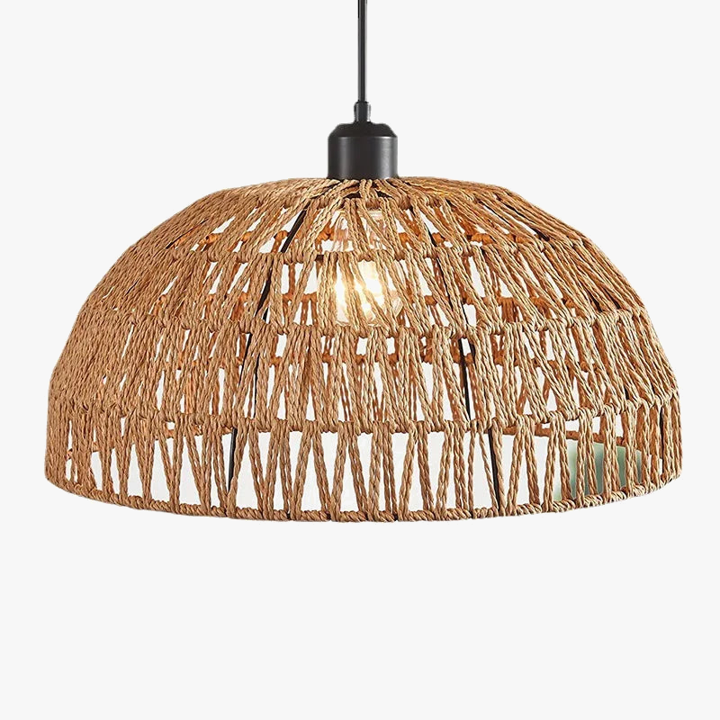lustre en corde de chanvre japonais et rotin zen