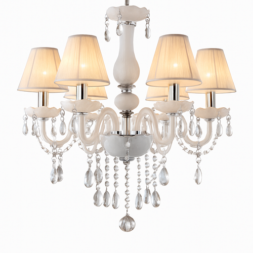 Lustre en cristal chandelier avec abat-jour tissu