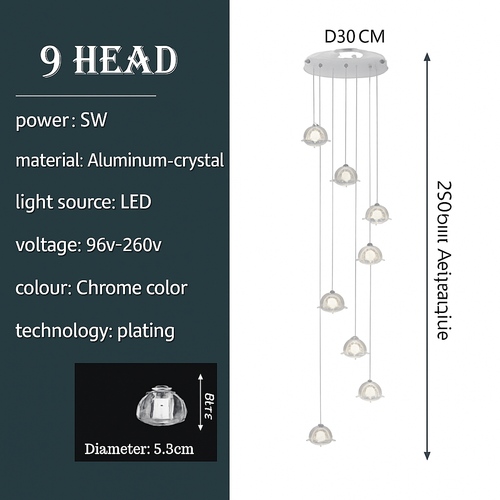 lustre en cristal design luxueux pour escalier colimaçon moderne - vue 16 sur 16