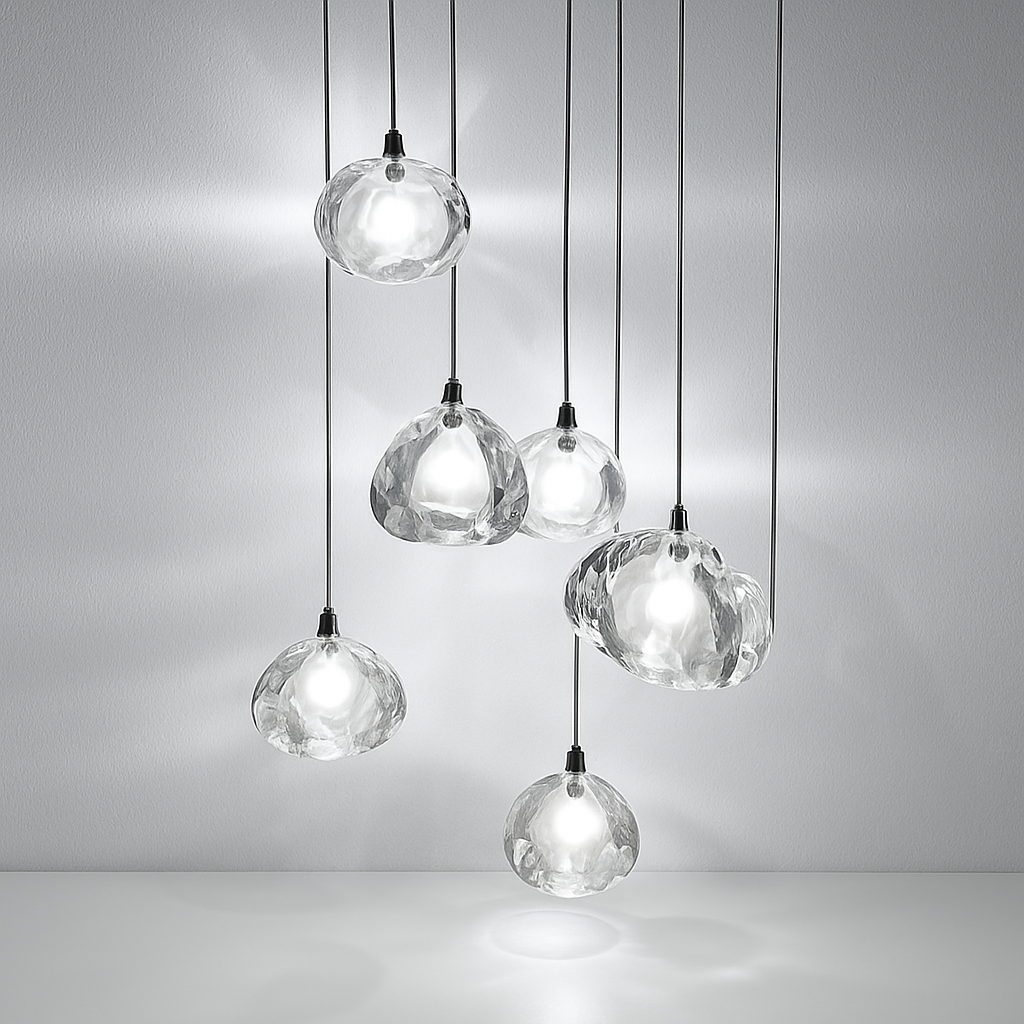 lustre en cristal design luxueux pour escalier colimaçon moderne - vue 5 sur 16
