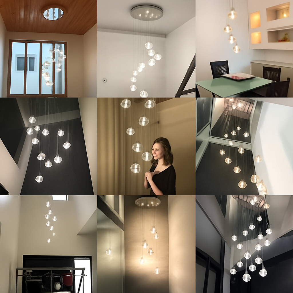 lustre en cristal design luxueux pour escalier colimaçon moderne - vue 6 sur 16