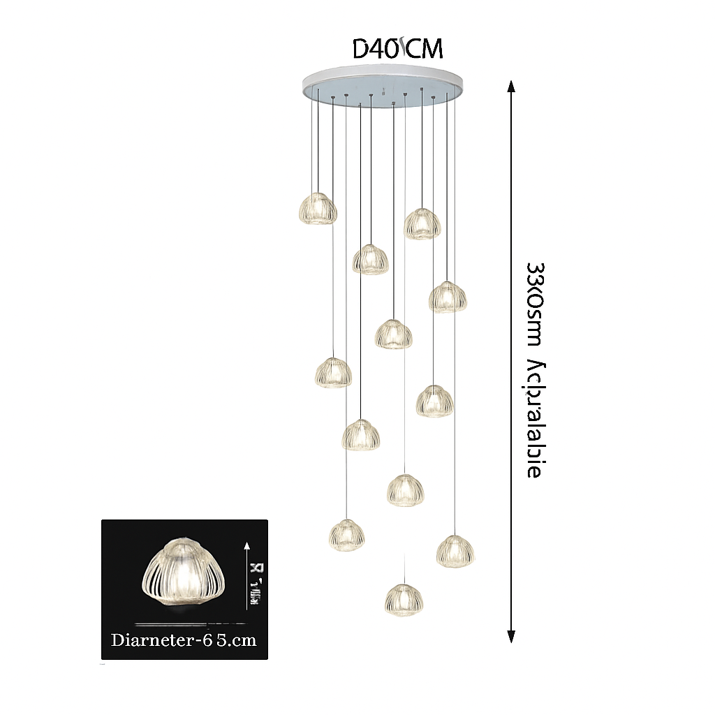 lustre en cristal design luxueux pour escalier colimaçon moderne - vue 8 sur 16