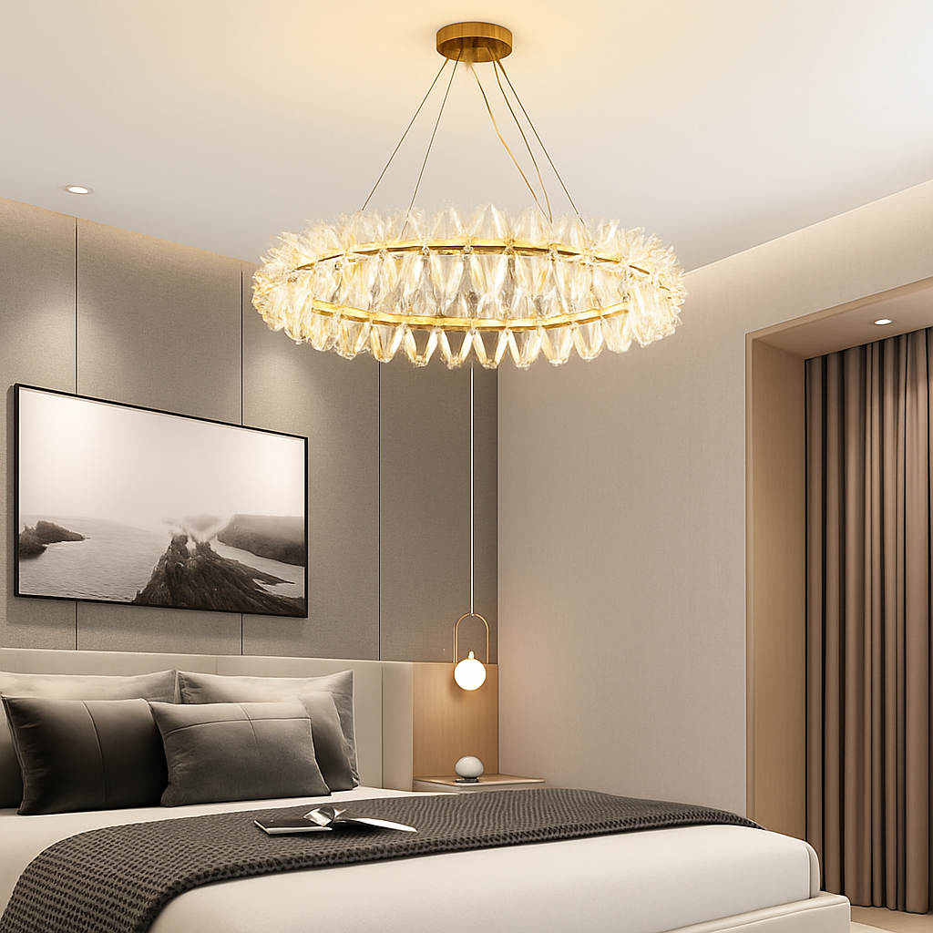 lustre en cristal design pour éclairage intérieur élégant - vue 4 sur 16