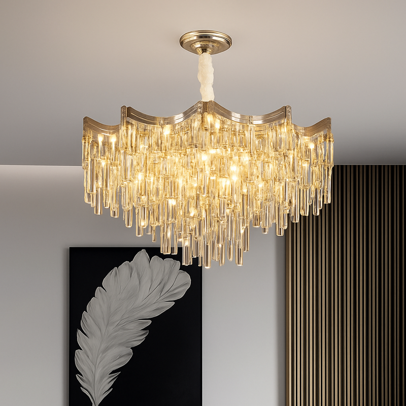 lustre en cristal moderne à 7 niveaux pour décoration intérieure