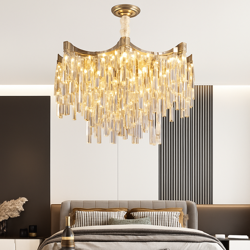 lustre en cristal moderne à 7 niveaux pour décoration intérieure