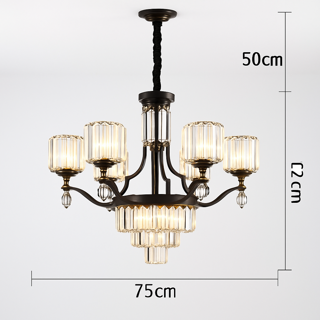 lustre en cristal moderne pour éclairage intérieur élégant - vue 9 sur 10